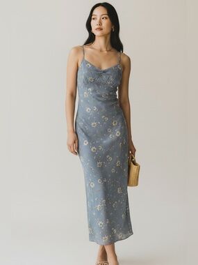 Thirty thirty Blue Floral Slip Midi Dress